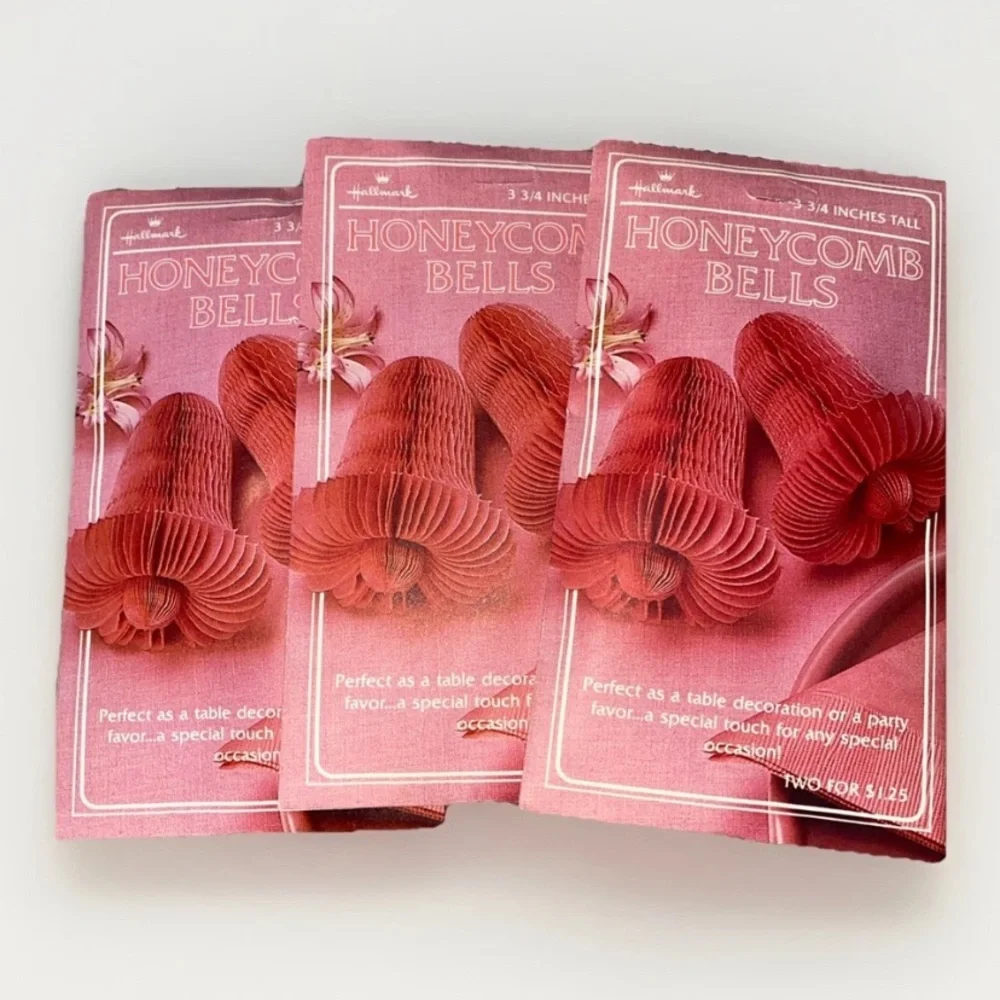 Vintage 1984‎ Hallmark Honeycomb Bells Wedding Baby Showers Pink Lot